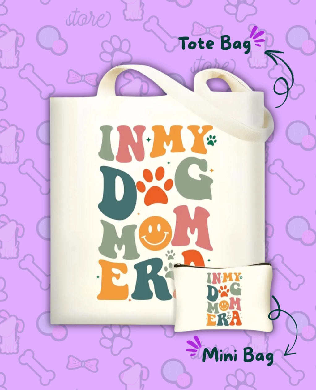 “In my dog mom era” Tote Bag Set